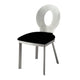 Valie 5pc Dining Set | Round Glass Table | 4 Modern Chairs Silver Black