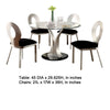 Valie 5pc Dining Set | Round Glass Table | 4 Modern Chairs Silver Black