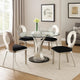 Valie 5pc Dining Set | Round Glass Table | 4 Modern Chairs Silver Black