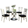 Roxe 5pc Dining Set | Glass Table | 4 Ladderback Chairs | Silver-Black