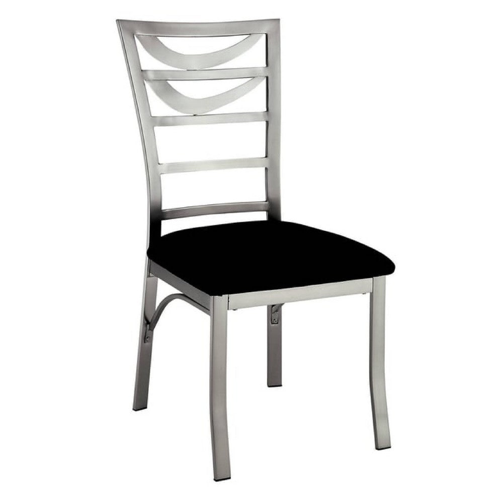 Roxe 5pc Dining Set | Glass Table | 4 Ladderback Chairs | Silver-Black