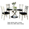 Roxe 5pc Dining Set | Glass Table | 4 Ladderback Chairs | Silver-Black