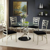 Roxe 5pc Dining Set | Glass Table | 4 Ladderback Chairs | Silver-Black