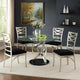 Roxe 5pc Dining Set | Glass Table | 4 Ladderback Chairs | Silver-Black