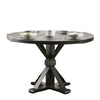 Fredy 5pc Round Dining Table Set | Pedestal | Gray Tufted Fabric Chairs