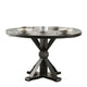 Fredy 5pc Round Dining Table Set | Pedestal | Gray Tufted Fabric Chairs