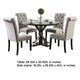 Fredy 5pc Round Dining Table Set | Pedestal | Gray Tufted Fabric Chairs