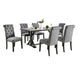 Fredy 7pc Dining Table Set | Dual Pedestal Base | 6 Beige Fabric Chairs