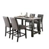 Bruce 5pc Counter Height Set | Marble Top | Trestle | 4 Dark Gray Chairs
