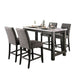 Bruce 5pc Counter Height Set | Marble Top | Trestle | 4 Dark Gray Chairs