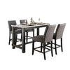 Bruce 5pc Counter Height Set | Marble Top | Trestle | 4 Dark Gray Chairs