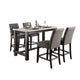 Bruce 5pc Counter Height Set | Marble Top | Trestle | 4 Dark Gray Chairs