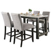 Bruce 5pc Counter Height Table Set | Marble | Trestle | Light Gray Chairs