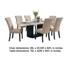 Ronda 7pc Dining Table Set w Marble Top | Beige Fabric Chairs | White