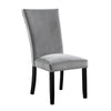 Ronda 7pc Dining Table Set w Marble Top | Gray Fabric Chairs | White