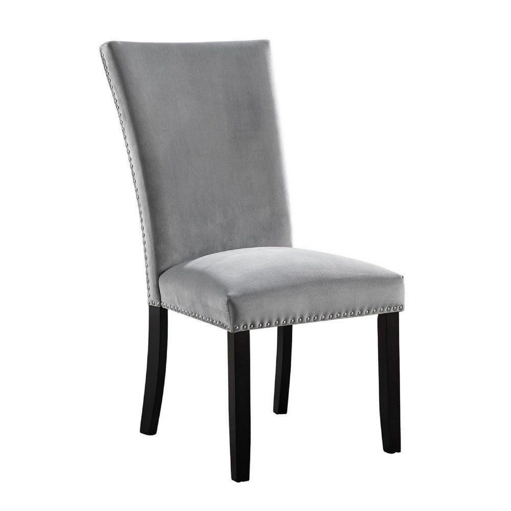 Ronda 7pc Dining Table Set w Marble Top | Gray Fabric Chairs | White