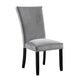 Ronda 7pc Dining Table Set w Marble Top | Gray Fabric Chairs | White