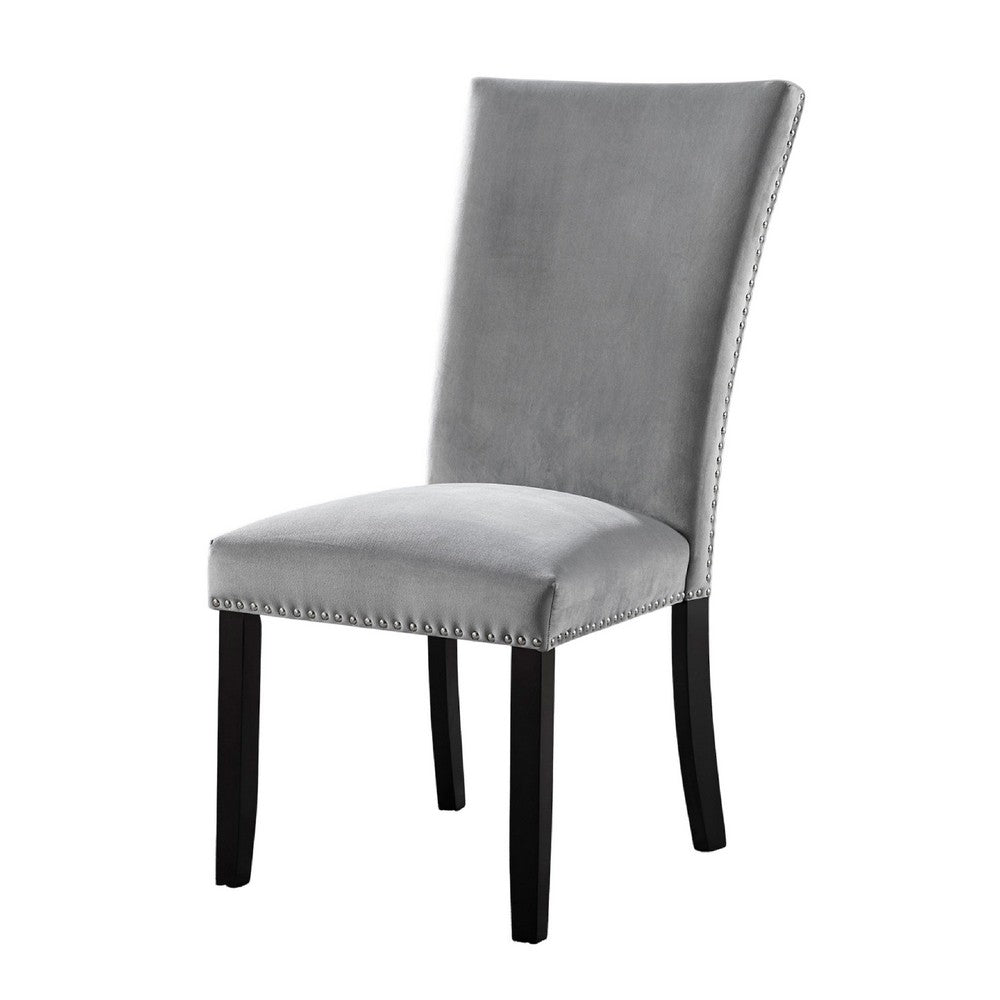 Ronda 7pc Dining Table Set w Marble Top | Gray Fabric Chairs | White