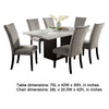 Ronda 7pc Dining Table Set w Marble Top | Gray Fabric Chairs | White
