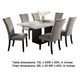 Ronda 7pc Dining Table Set w Marble Top | Gray Fabric Chairs | White