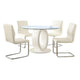 Gregy 5pc Round Dining Table Set | Oval Pedestal Base | White Fabric