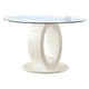 Gregy 5pc Round Dining Table Set | Oval Pedestal Base | White Fabric