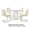 Gregy 5pc Round Dining Table Set | Oval Pedestal Base | White Fabric