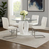 Gregy 5pc Round Dining Table Set | Oval Pedestal Base | White Fabric