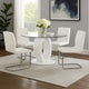Gregy 5pc Round Dining Table Set | Oval Pedestal Base | White Fabric