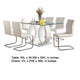 Gregy 7pc Rectangular Glass Dining Table Set | Dual Pedestal| White Fabric
