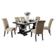 Erixa 7pc Dining Table Set w 6 Fabric Chairs | Scroll Details | Black
