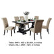 Erixa 7pc Dining Table Set w 6 Fabric Chairs | Scroll Details | Black