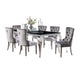 Vendy 7pc Dining Set w Tempered Glass Table | Gray Wingback Chairs