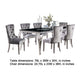 Vendy 7pc Dining Set w Tempered Glass Table | Gray Wingback Chairs