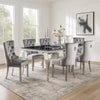 Vendy 7pc Dining Set w Tempered Glass Table | Gray Wingback Chairs