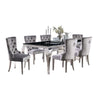 Rico 7pc Counter Height Table Set w 6 Padded Fabric Chairs | Gray