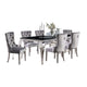 Rico 7pc Counter Height Table Set w 6 Padded Fabric Chairs | Gray