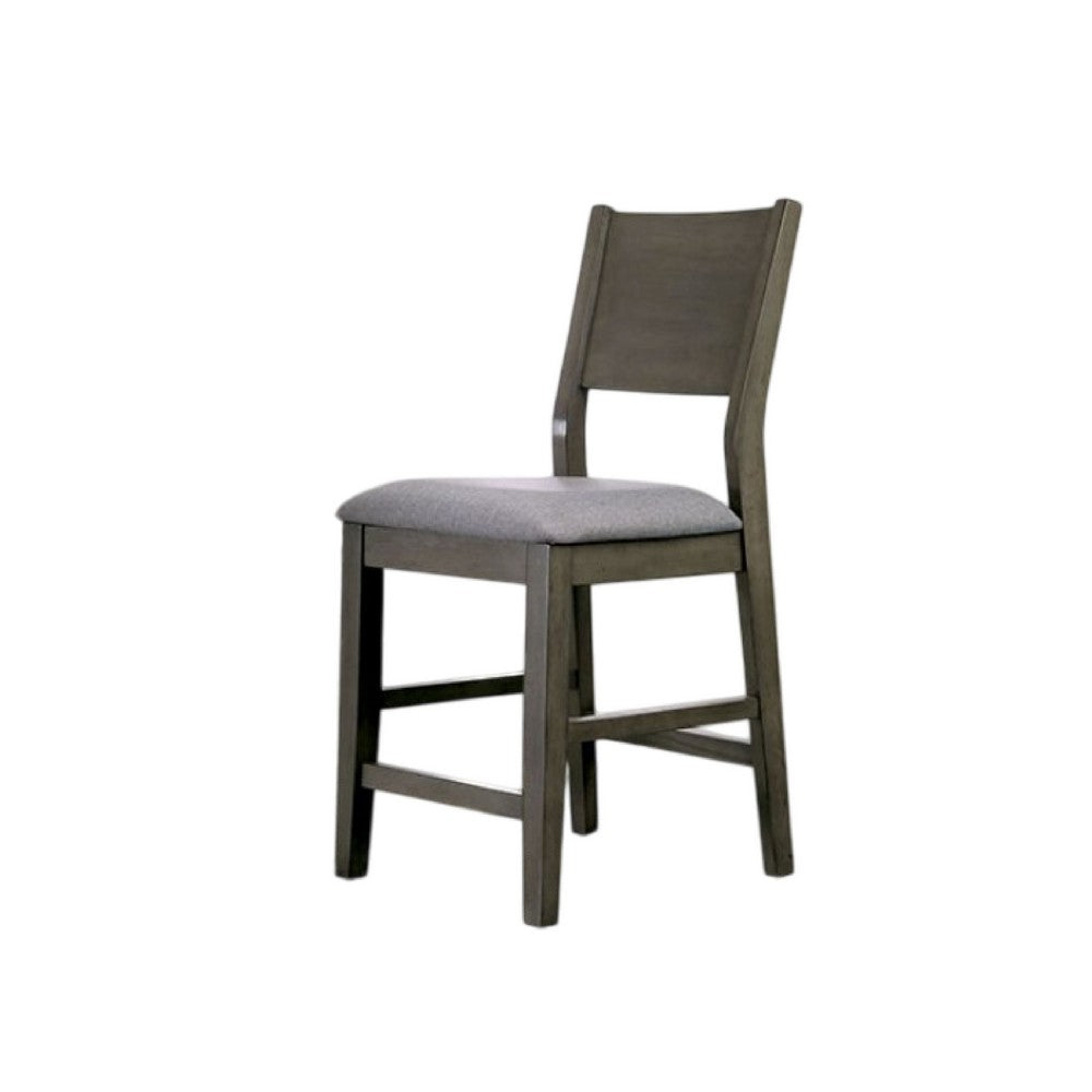 Rico 7pc Counter Height Table Set w 6 Padded Fabric Chairs | Gray