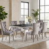 Rico 7pc Counter Height Table Set w 6 Padded Fabric Chairs | Gray