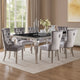 Rico 7pc Counter Height Table Set w 6 Padded Fabric Chairs | Gray