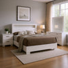 Aman 4pc Queen Bedroom Set | LED Headboard w Shelf | White Wood