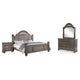 Recus 4pc Queen Bedroom Set w Carved Floral Details | Gray Wood