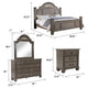 Recus 4pc Queen Bedroom Set w Carved Floral Details | Gray Wood