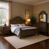 Recus 4pc Queen Bedroom Set w Carved Floral Details | Gray Wood