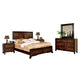 Nera 5pc Queen Bedroom Set | 2 Nightstands | Black Brown Acacia Walnut