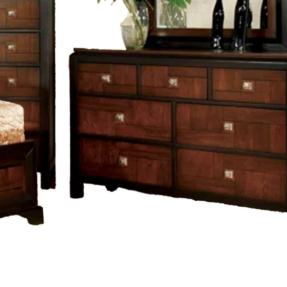 Nera 5pc Queen Bedroom Set | Tall Dresser | Black Brown Acacia Walnut