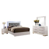 Gely 4pc Queen Bedroom Set | Button Tufted Upholstery | LED | Glossy White