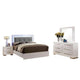 Gely 4pc Queen Bedroom Set | Button Tufted Upholstery | LED | Glossy White