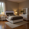 Gely 4pc Queen Bedroom Set | Button Tufted Upholstery | LED | Glossy White