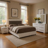 Gely 4pc Queen Bedroom Set | Button Tufted Upholstery | LED | Glossy White